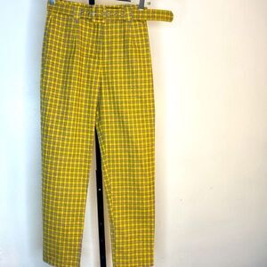 Yellow/Blue plaid ankle pants size M (medium) from Forever21